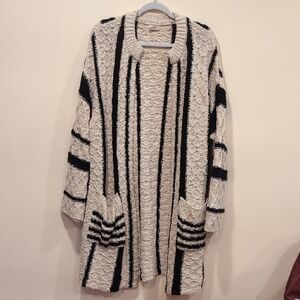 By Together Black and Cream Striped Cardigan